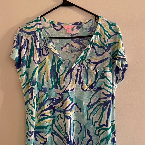 Lilly Pulitzer Duval Dress in Pool Blue Stay Cool print - Picture 4 of 5